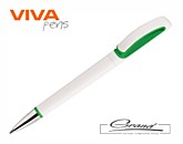Ручка пластиковая шариковая «Tek», белая с зеленым
