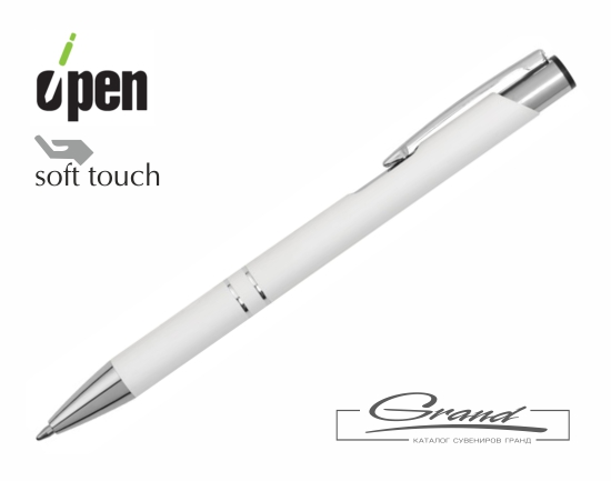 Ручка шариковая Keskus Soft Touch, белая