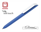 Ручка «Flow Pure», soft touch, белый клип, лазурный