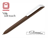 Ручка «Flow Pure», soft touch, белый клип, коричневый