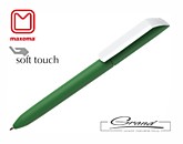 Ручка «Flow Pure», soft touch, белый клип, зеленый