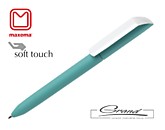 Ручка «Flow Pure», soft touch, белый клип, аквамарин