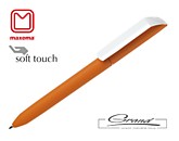Ручка «Flow Pure», soft touch, белый клип, оранжевый 