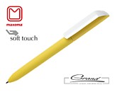 Ручка «Flow Pure», soft touch, белый клип, желтый