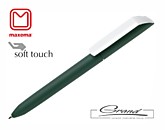 Ручка «Flow Pure», soft touch, белый клип, темно-зеленый