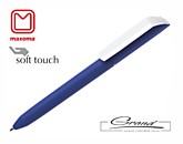 Ручка «Flow Pure», soft touch, белый клип, синий