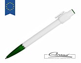 Ручка пластиковая шариковая «Тенерифе», белая с зеленым