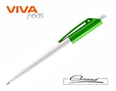 Ручка пластиковая шариковая «Vini White», белая с зеленым