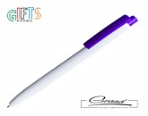 Промо-ручка шариковая «Detect White», белая с фиолетовым