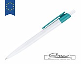 Промо-ручка шариковая «Equality White», белая с бирюзовым
