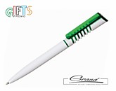 Ручка пластиковая «Spiral», белая с зеленым