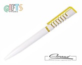 Ручка пластиковая «Spiral», белая с желтым